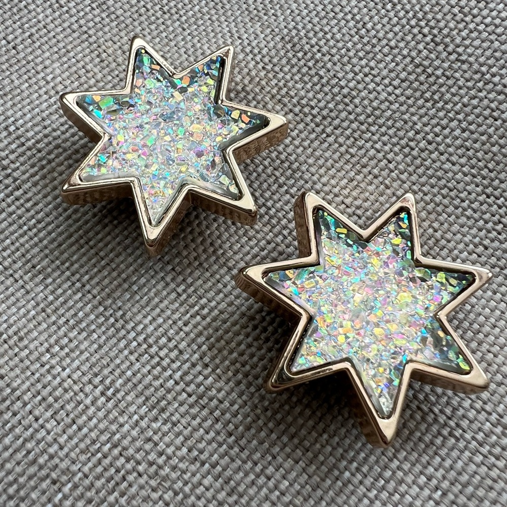 Crocs Elevated Metal Gold Glittering Star Jibbitz X2